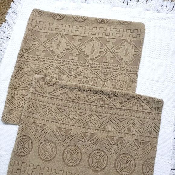 Decorative Textured Tan Throw Pillow Case Set #3 - Picture 1 of 4